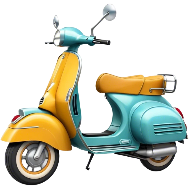 Cinematic Realistic Vespa Scooter Emoji, depicted as a stylish vintage Vespa with sleek retro design and vibrant colors, rendered with crisp textures and dynamic sunlit lighting that captures its iconic Italian charm. emoji