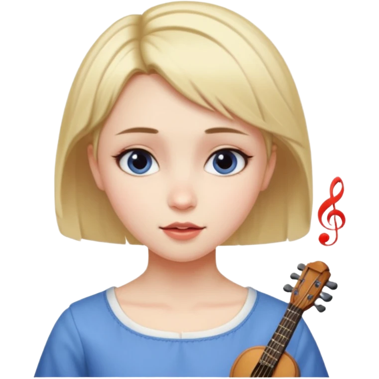 Garota cantarolando, com cabelo curto igual a personagem de crepúsculo "Alice" emoji