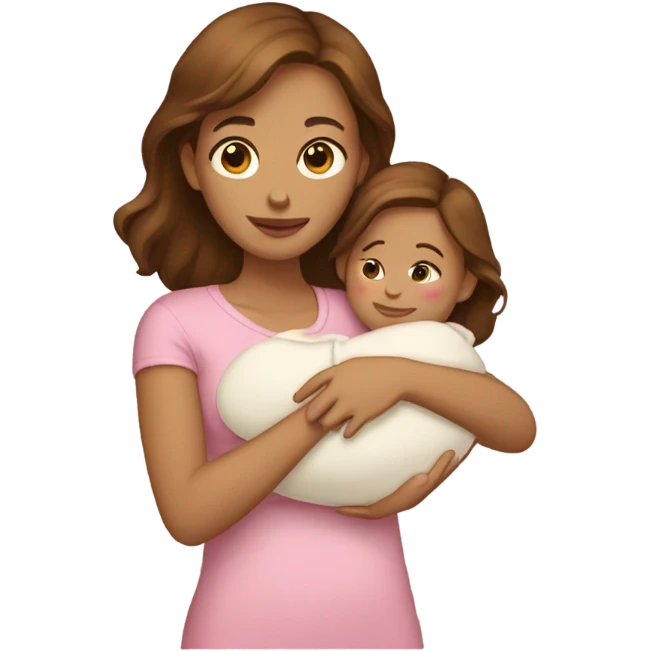 Brown hair Girl with baby emoji