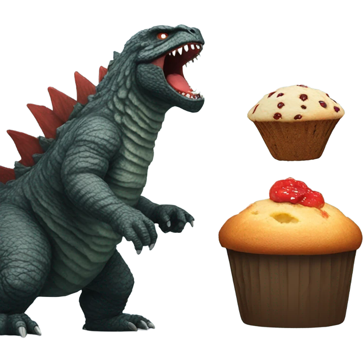 Godzilla fighting a muffin  emoji