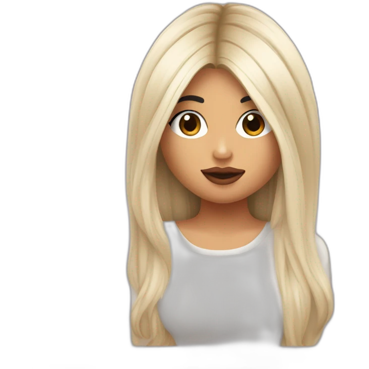 Kylie Jenner with hair to her arms wondering and holding her finger on her lips emoji
