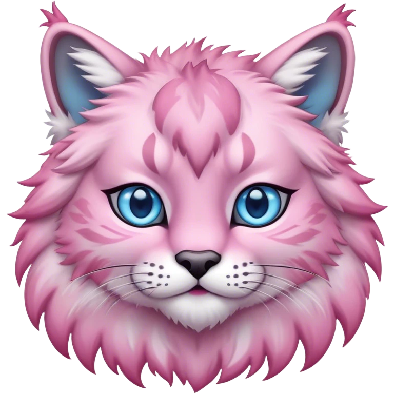 A pink lynx with blue eyes  emoji