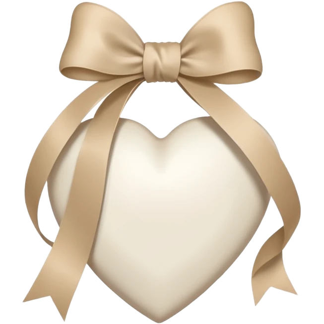 white heart with beige ribbon tied in a bow emoji