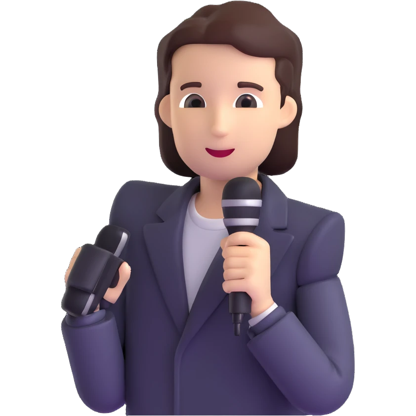 news reporter with microphone emoji