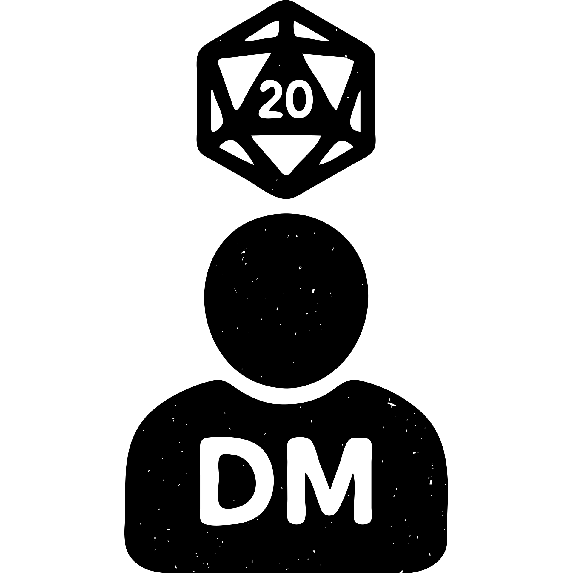 minimalist solid icon representing Dungeon Master for DnD TTRPGs with worn distressed effect emoji