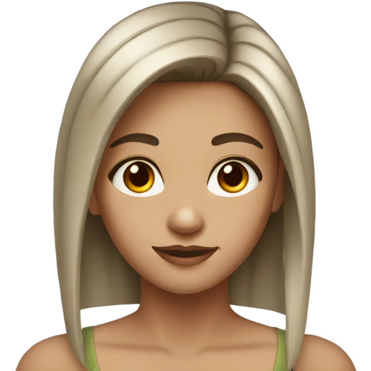 Girl with brown eyes small nose light skin and dark Square hairstyle emoji