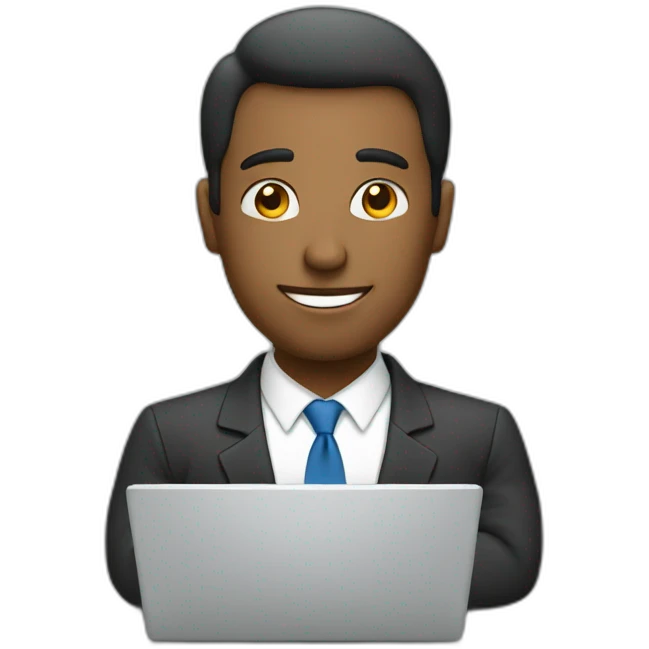 business man behind laptop emoji