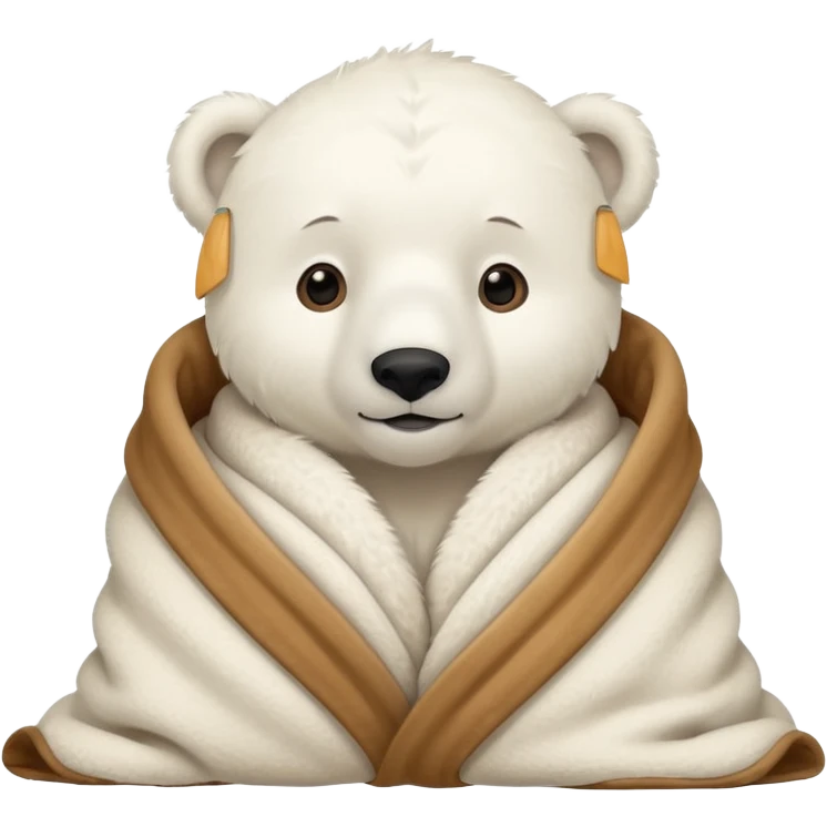baby white polar in cozy blanket emoji
