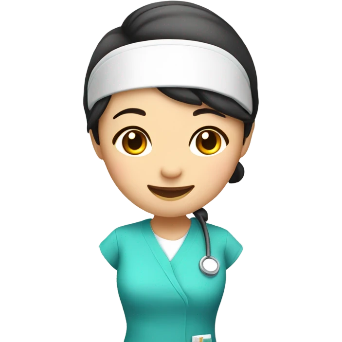 cute Asian nurse with smile, without hat emoji