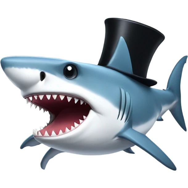 Shark with a top hat emoji