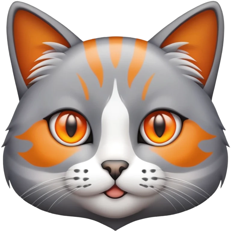 Emoji of cat with grey white and orange color, and orange eyes emoji