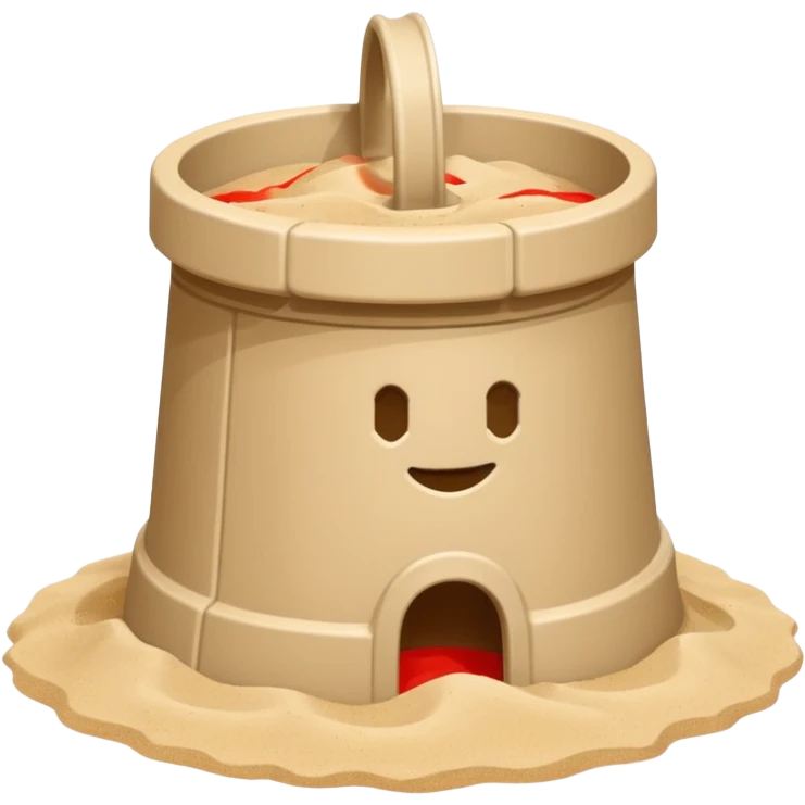 Bucket-shaped sand castle, made with an upside-down pail mold emoji