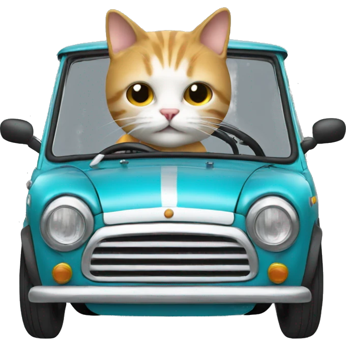 Cat driving à Austin mini car  emoji