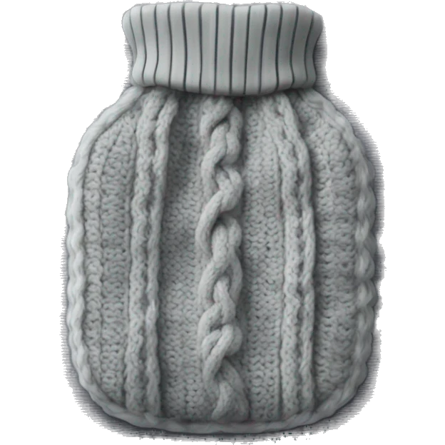 Hot water bottle with grey cable knit cover emoji