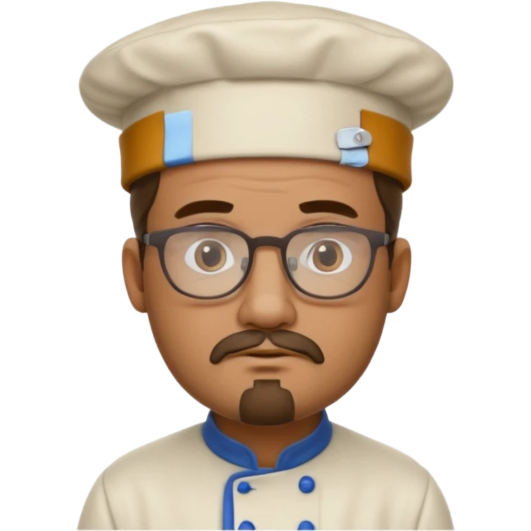 A cook with a pork pie hat, glasses, and goatee. He has a serious expression emoji