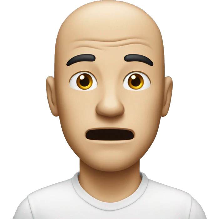 The man runs away from the result emoji