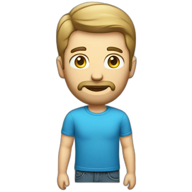 caucasian male with small beard blue shirt and with money emoji