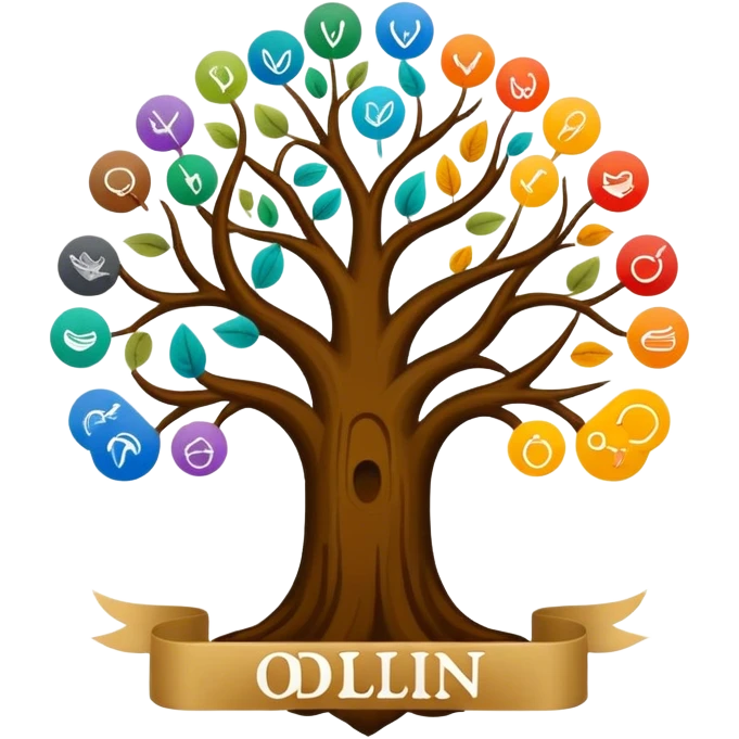 created a highly detailed but manly looking family genealogy logo with multiple colors and make sure to include the name Odlin. emoji
