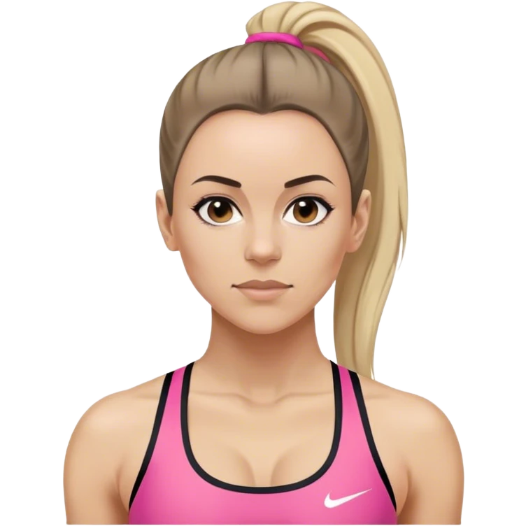 Melanie chisholm with a high ponytail wearing a sports bra and a track suit emoji