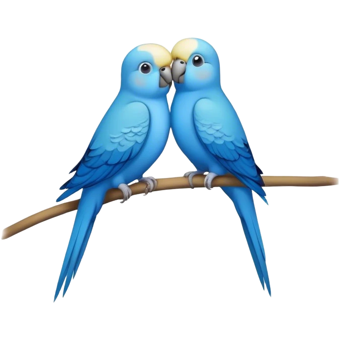 Blue parakeets in￼ love emoji