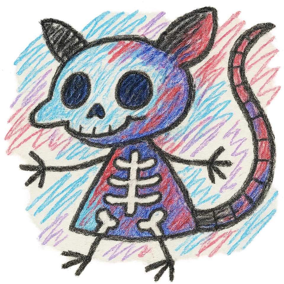 cute cartoon skeleton possum emoji