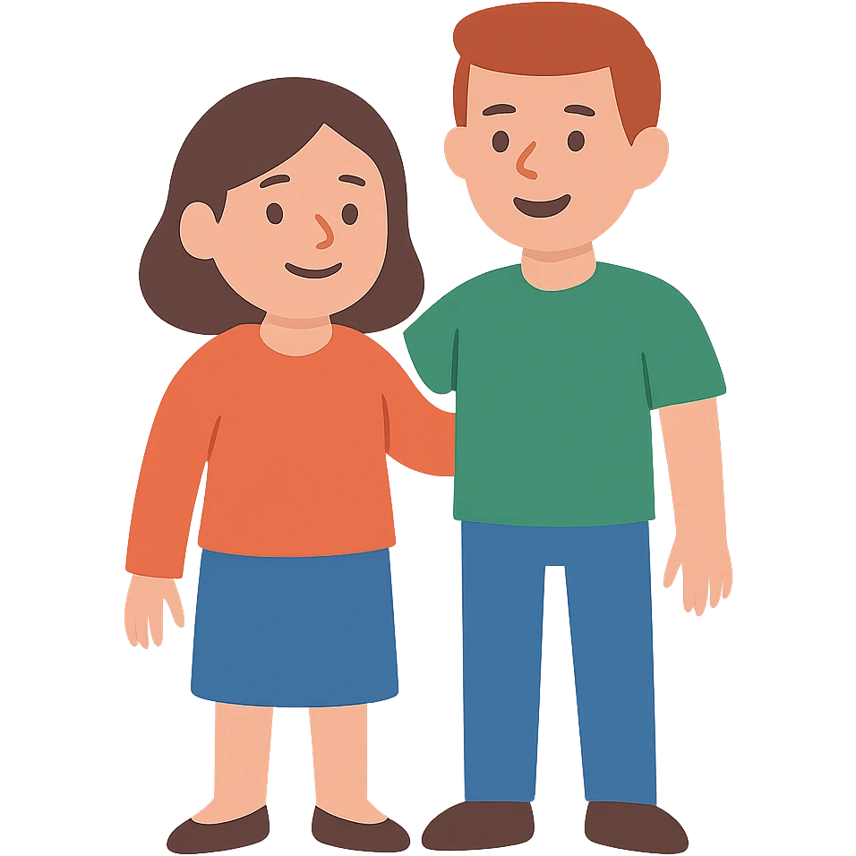 flat toon style of two parents, simple and colorful emoji