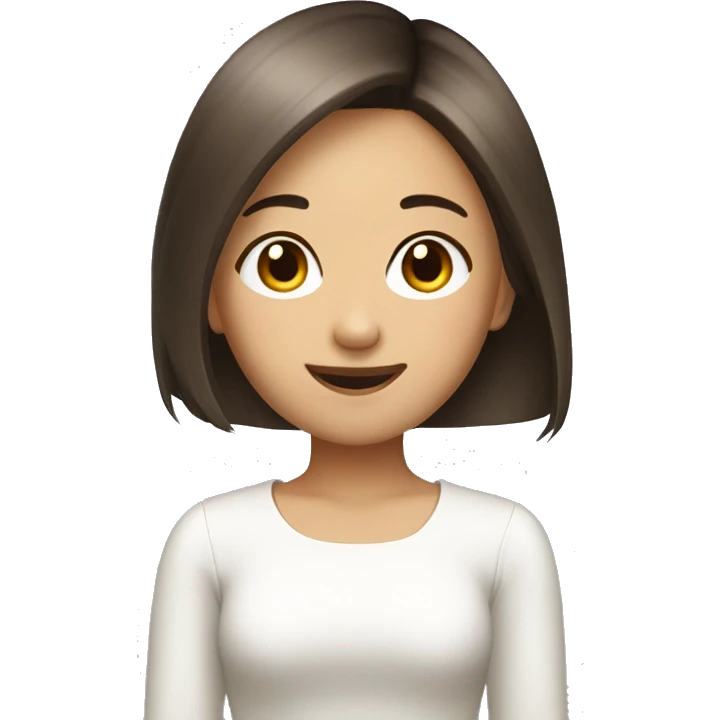 asian girl, with laptop, brown stylist hair, smiling , designer, no glasses emoji