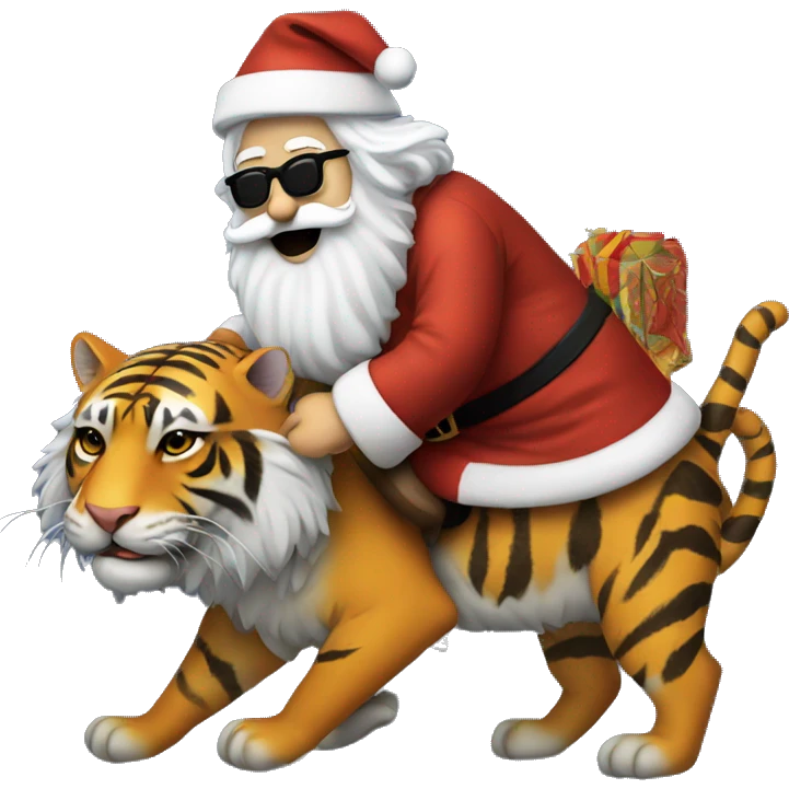 Jerry Garcia dressed as Santa riding a tiger emoji