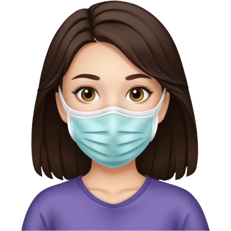 aesthetic brunette girl in face mask emoji