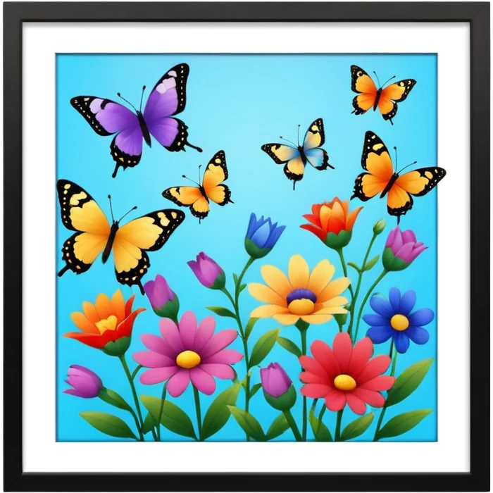 flowers butterflies frame certificates for kids emoji