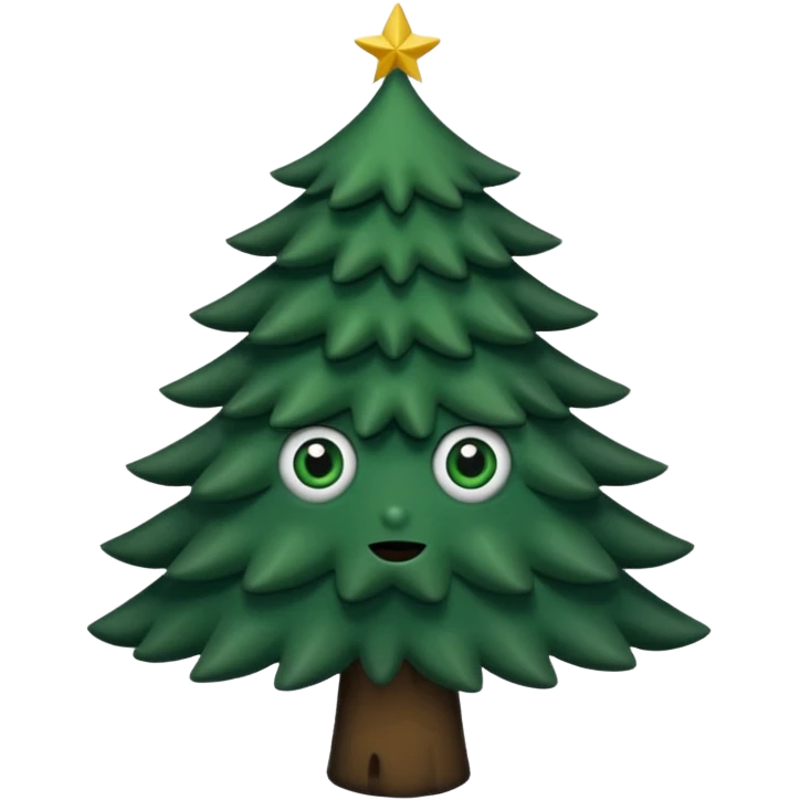 sapin avec deux gros yeux noirs emoji