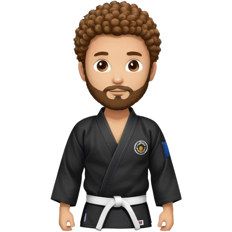 Man with beard and curly hair in black jiu jitsu kimono emoji