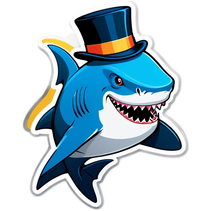 Shark with a top hat emoji