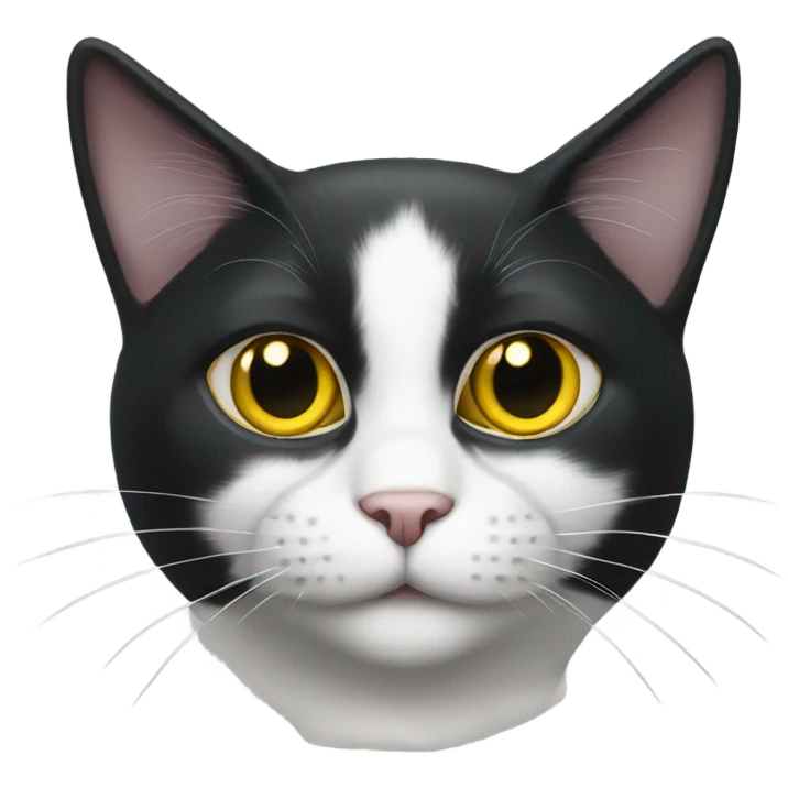 black and white cat with yellow eyes emoji