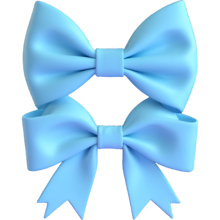 light blue coquette bow, simple and cute, symmetrical, soft fabric texture emoji