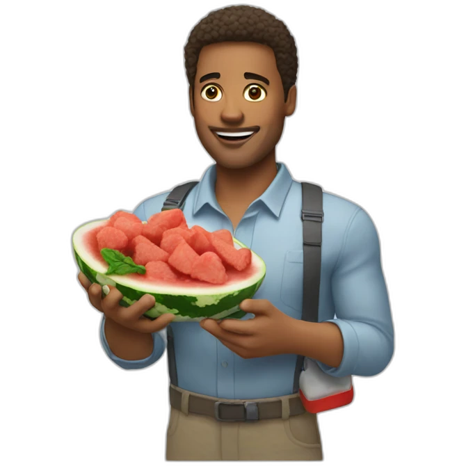 man eating fried chicken and watermelon emoji
