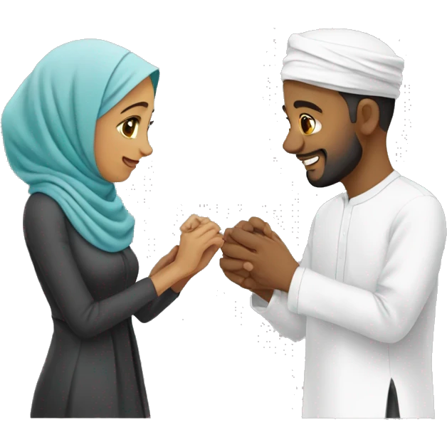Muslim Couple putting ring on each other hand emoji