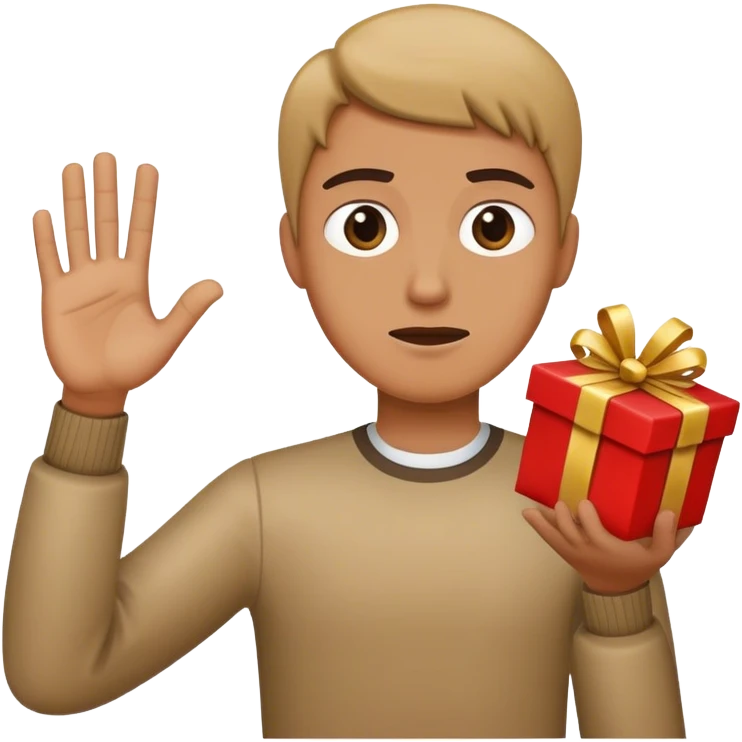 A person holding up a hand in refusal while a gift is being offered emoji