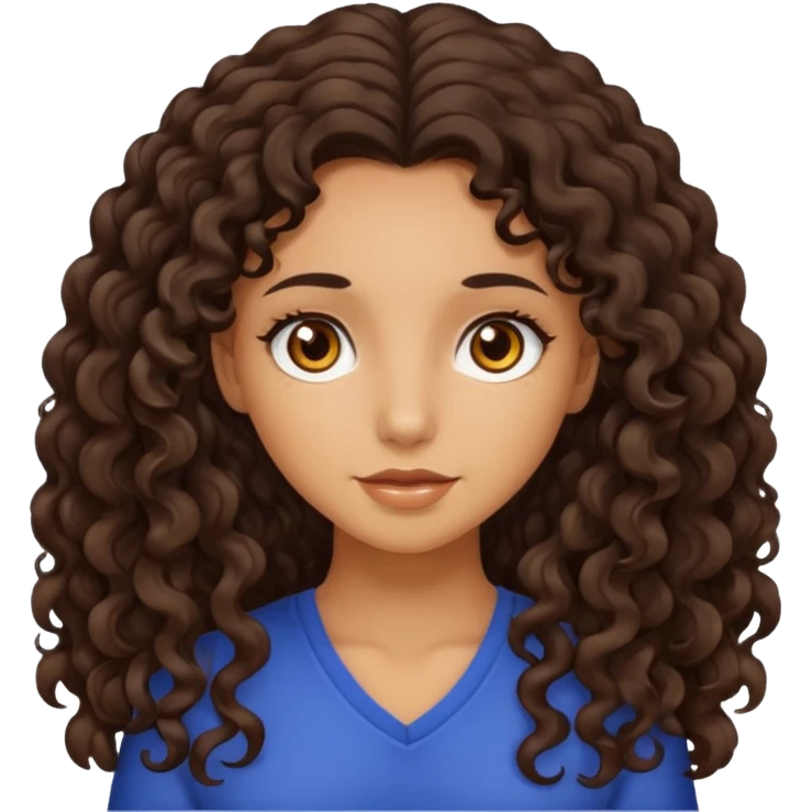 tan girl with long dark curly hair  emoji