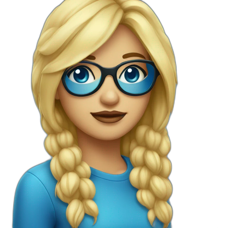 chica rubia y ojos azules con gafas emoji