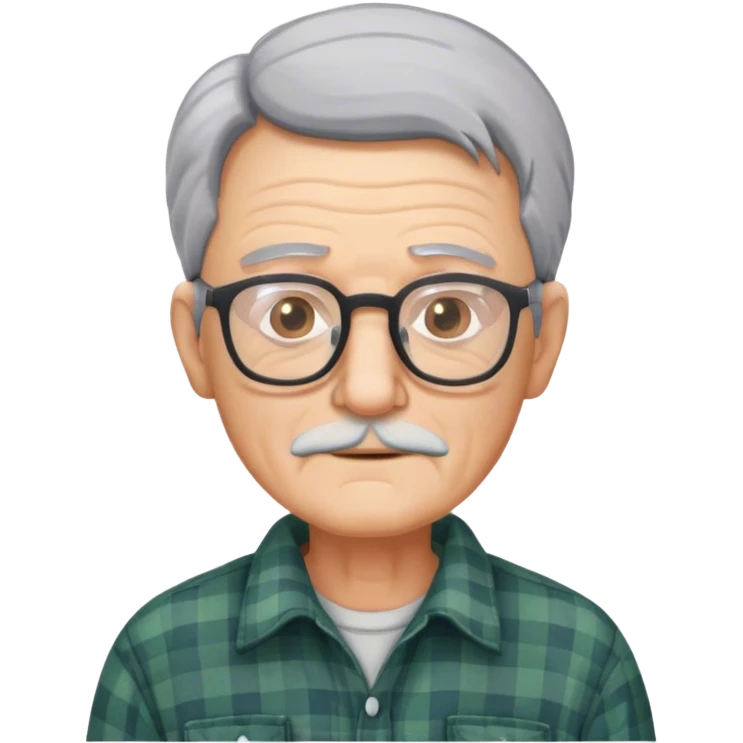 Old man with grey hair and glasses in flannel shirt emoji