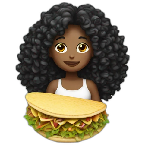 black large curly white mermaid with taco emoji