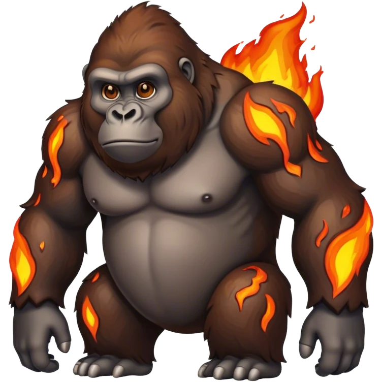 Gorilla with no legs that is made of lava emoji