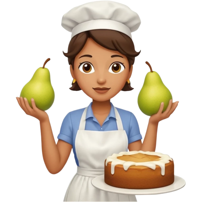 woman making pear cake emoji