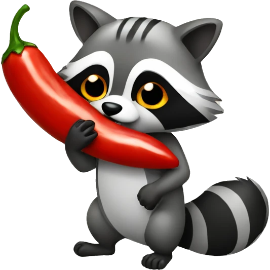 raccoon eating chili pepper emoji
