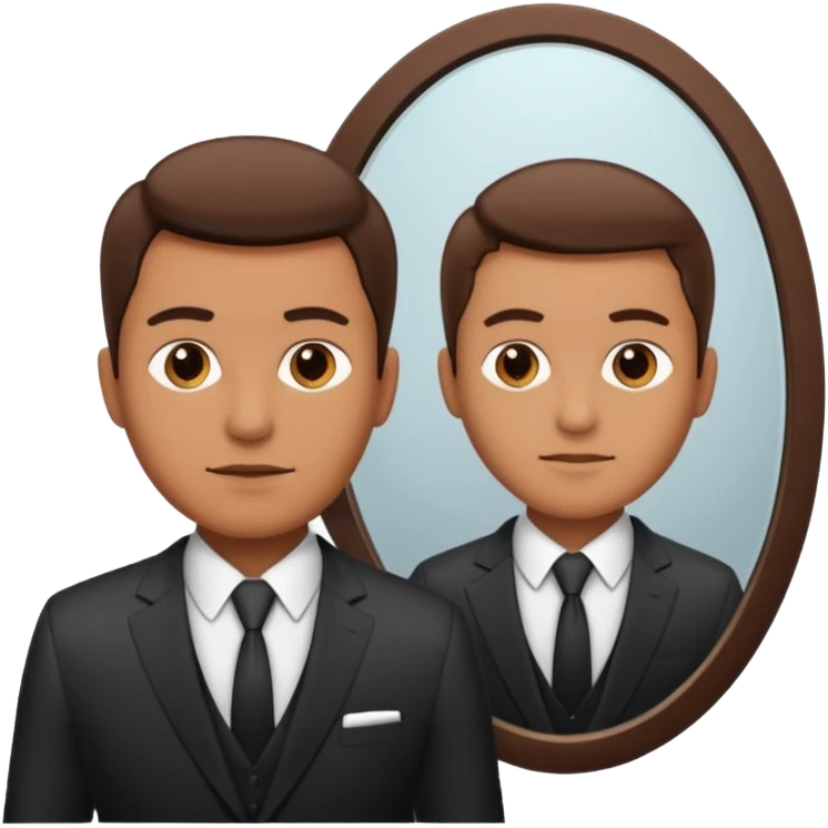 the man with the opposite view in the mirror emoji