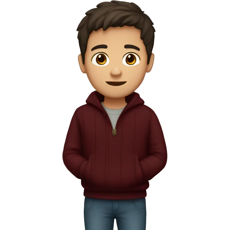 winter, christmas, hispanic, short brown hair, boy, brown eyes, child, full body, burgundy sweater emoji