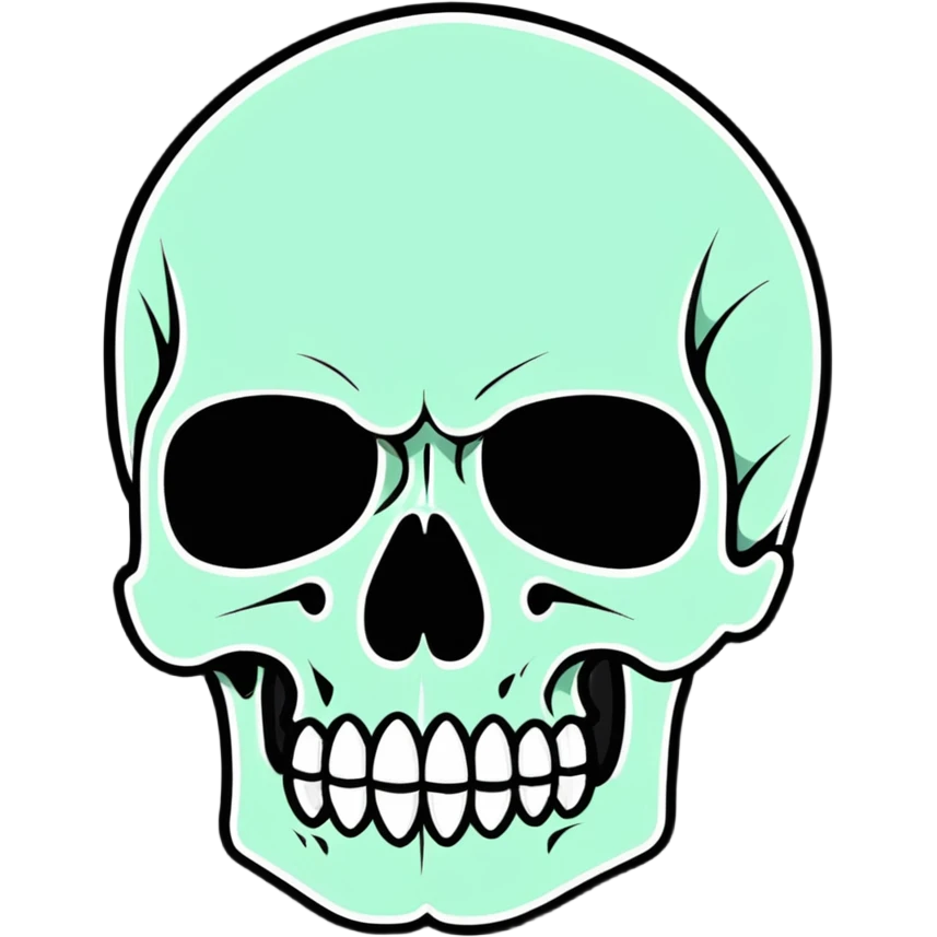 exploded skull, cartoonish sticker style emoji