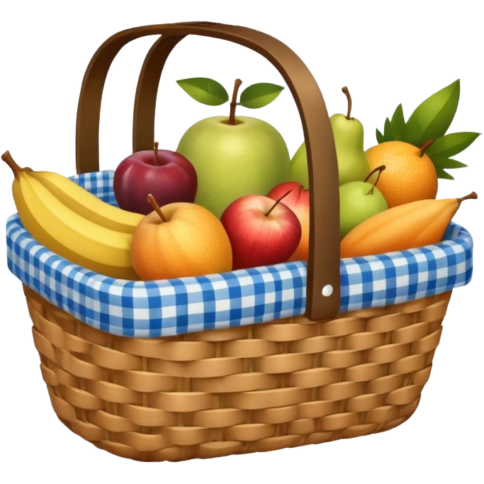 blue plaid lining basket with both food, drink and fruits emoji