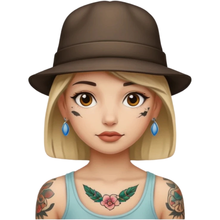 tattooed girl wearing a hat emoji